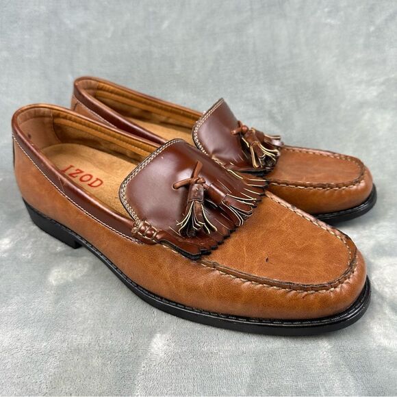 Izod Loafers Mens‎ 11 Brown Slip On Tassel Dress Shoes Business Casual Foam - Picture 2 of 11